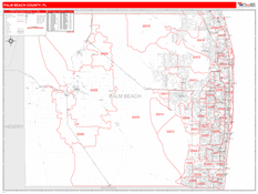 Palm Beach County, FL Digital Map Red Line Style